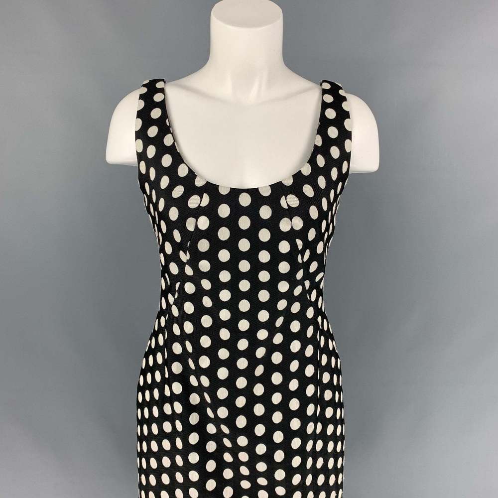 ARMANI COLLEZIONI Black & White Polka Dot Sheath Dress - Picture 2 of 5